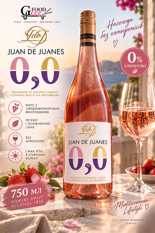Вино безалкогольное розовое Juan de Juanes 0,0%, 750 мл JUAN-DE-JUANES-ROSE-750 фото