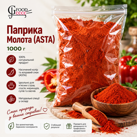 Паприка мелена ASTA 1000 г &mdash; насичений колір та аромат ПАПРИКА-ASTA-1000 фото